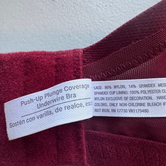 Auden Size 46C Underwire Bra Lightly Full Coverage Lined Maroon Red Lace - Picture 10 of 10